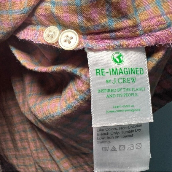 J. Crew Field Check Plaid Puff Sleeve Flannel Top - XL - Picture 4 of 12